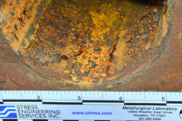 MIC Corrosion of internal surface of steel spools carrying produced water.