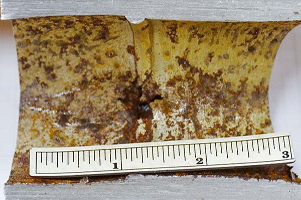 Example of MIC Corrosion of weld of steel spools carrying produced water.